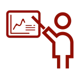 Piktogram nauczyciel przy tablicy.