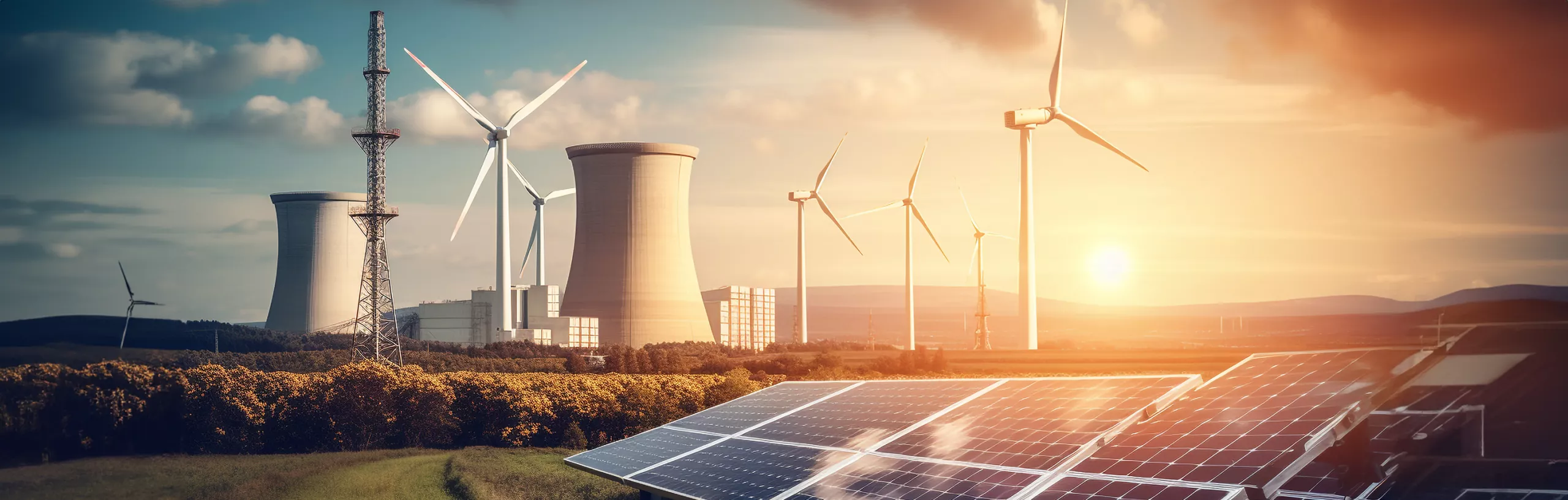 Elektrownia wiatrowa i słoneczna.