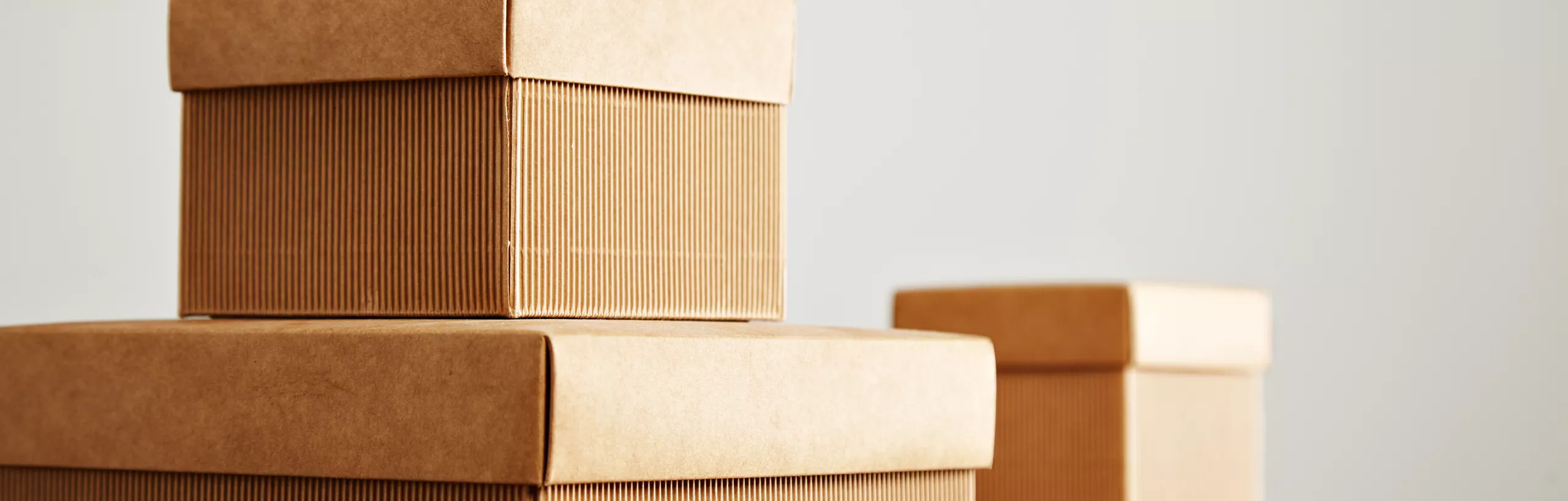 trzy pudełka na białym tle